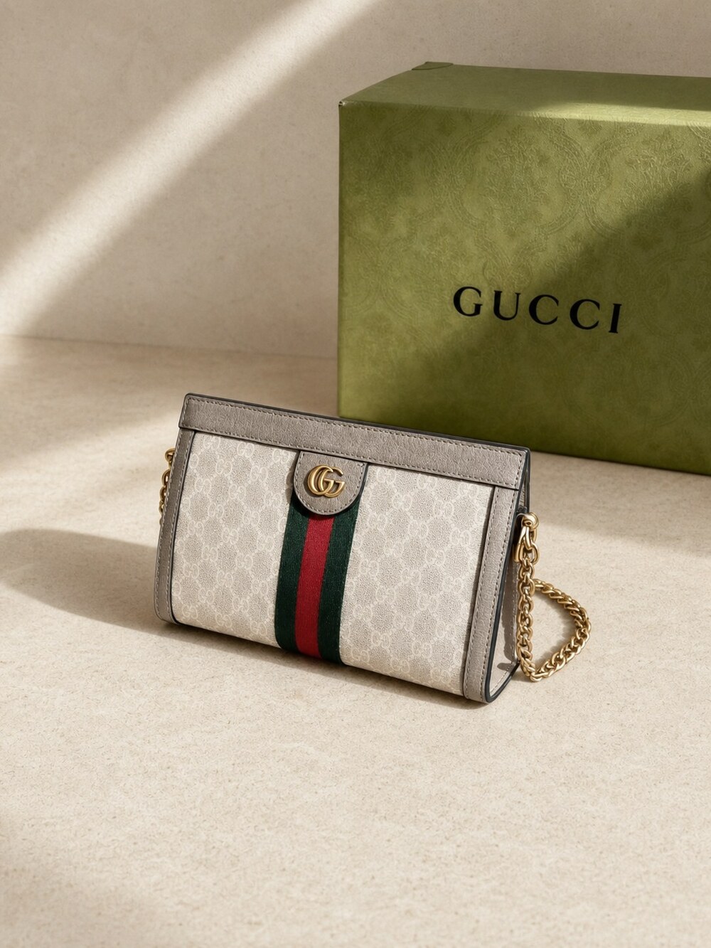 Gucci White Canvas Shoulder Carry Bag | Ophidia GG Small